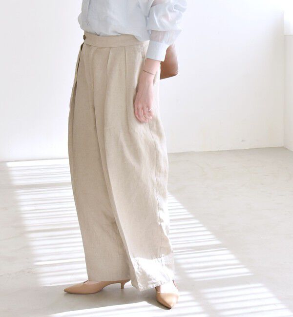 quaranciel「quaranciel:〈洗濯機可能〉ヨーロピアンフラックス リネン タック ワイド パンツ」|その他|