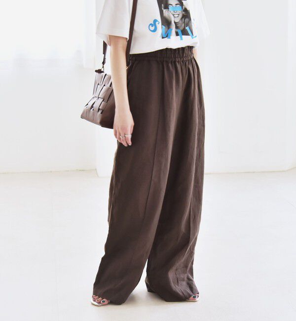 quaranciel「quaranciel:〈洗濯機可能〉ラミー ピンタック ワイド イージー パンツ」|その他|