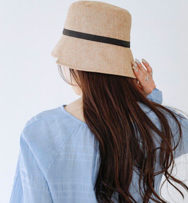 quaranciel「quaranciel :〈手洗い可能〉リネン ライク リボン バケット ハット」|ハット|ベージュ