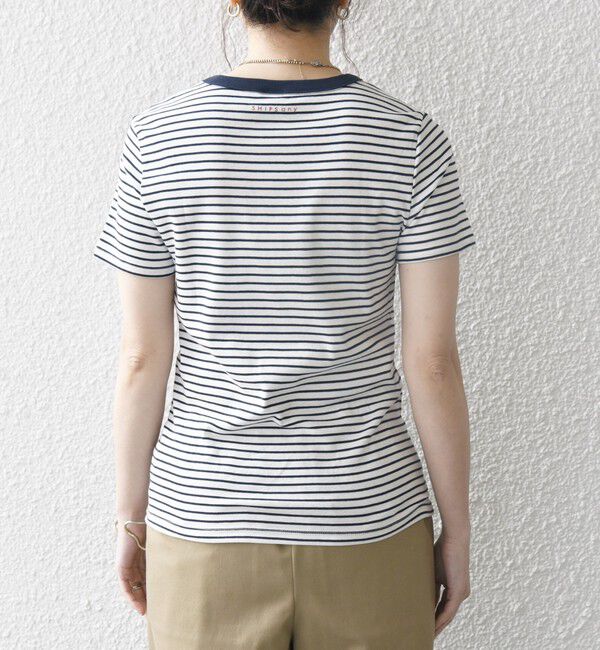 SHIPS any「【SHIPS any別注】PETIT BATEAU: ロゴ プリント コンパクト ボーダー TEE 25SS」|Tシャツ・カットソー|
