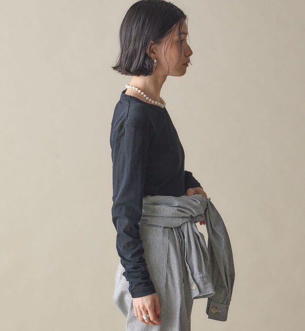 SHIPS for women「SHIPS NINE CASE:〈洗濯機可能〉ロゴ ロング スリーブ TEE」|Tシャツ・カットソー|