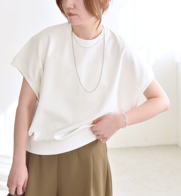 quaranciel「quaranciel:〈洗濯機可能〉ライト ポンチ コンパクト フレンチスリーブ TEE」|Tシャツ・カットソー|