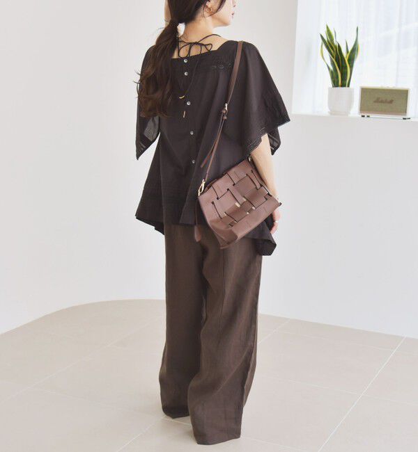 quaranciel「quaranciel:〈洗濯機可能〉コットン レース ライン スクエア ネック ブラウス」|シャツ・ブラウス|