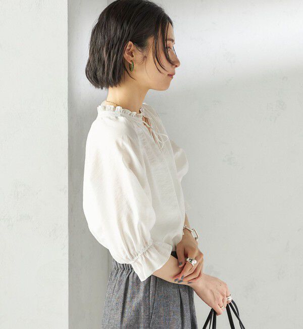 SHIPS for women「〈洗濯機可能〉前後 2WAY フリル リボン シアー ブラウス」|シャツ・ブラウス|