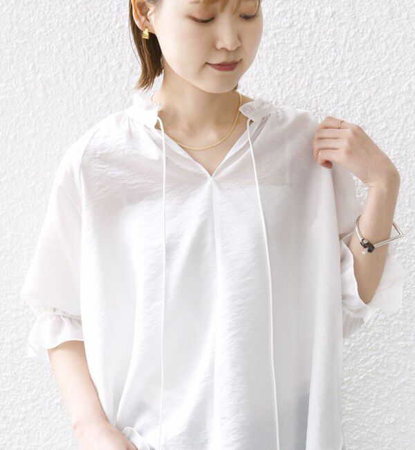 SHIPS for women「〈洗濯機可能〉前後 2WAY フリル リボン シアー ブラウス」|シャツ・ブラウス|