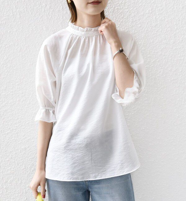 SHIPS for women「〈洗濯機可能〉前後 2WAY フリル リボン シアー ブラウス」|シャツ・ブラウス|