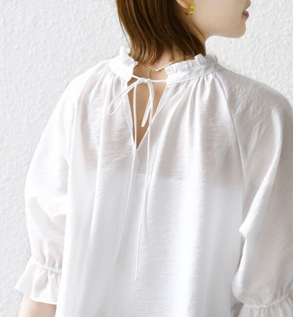 SHIPS for women「〈洗濯機可能〉前後 2WAY フリル リボン シアー ブラウス」|シャツ・ブラウス|