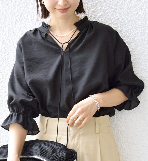 SHIPS for women「〈洗濯機可能〉前後 2WAY フリル リボン シアー ブラウス」|シャツ・ブラウス|