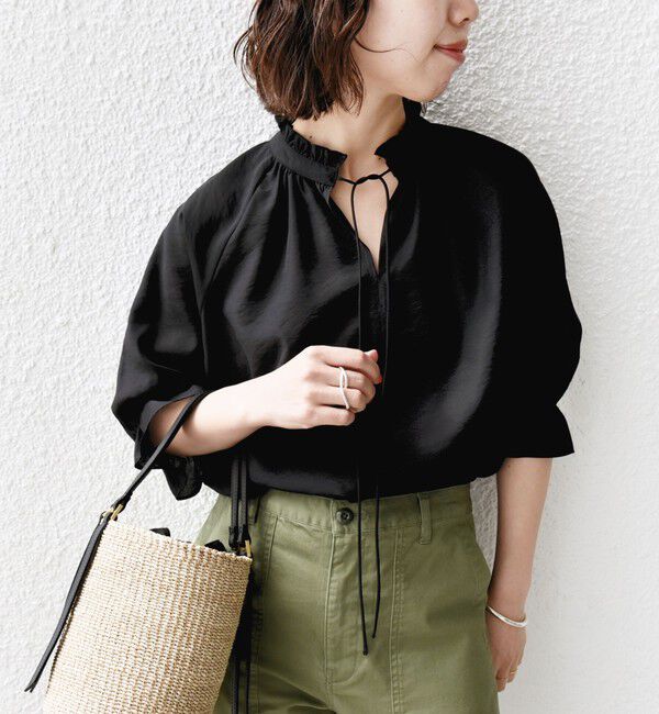 SHIPS for women「〈洗濯機可能〉前後 2WAY フリル リボン シアー ブラウス」|シャツ・ブラウス|