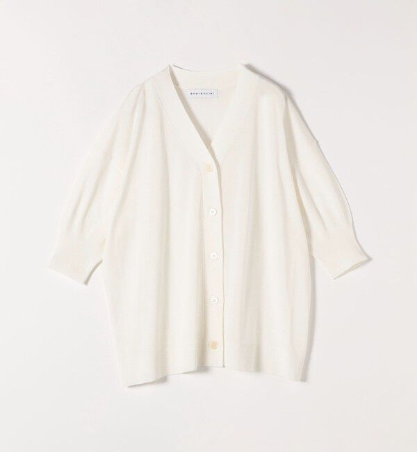 quaranciel「quaranciel:〈接触冷感〉 ワイド Vネック ハーフスリーブ シアー カーディガン」|カーディガン|