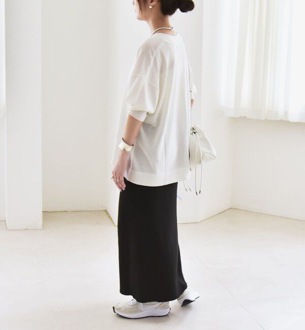 quaranciel「quaranciel:〈接触冷感〉 ワイド Vネック ハーフスリーブ シアー カーディガン」|カーディガン|