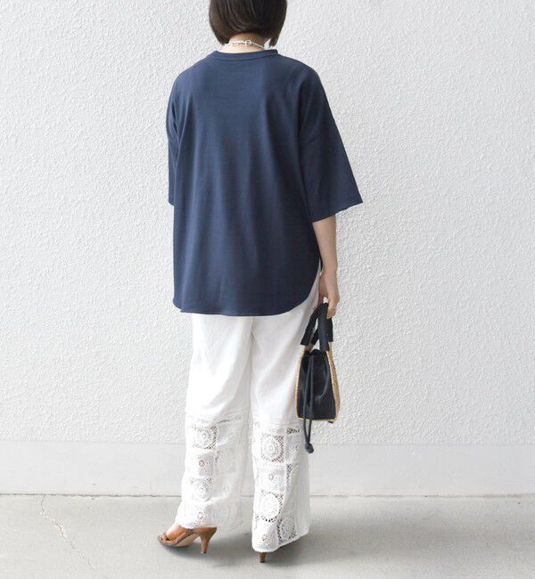 SHIPS any「SHIPS any:〈接触冷感/汗染み防止加工/洗濯機可能〉ラウンドヘム クルー ビッグ TEE」|Tシャツ・カットソー|