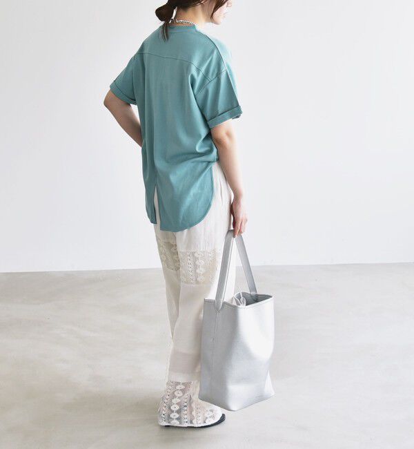 quaranciel「quaranciel:〈接触冷感/汗染み防止/洗濯機可能〉スリット ルーズ チュニック TEE」|Tシャツ・カットソー|