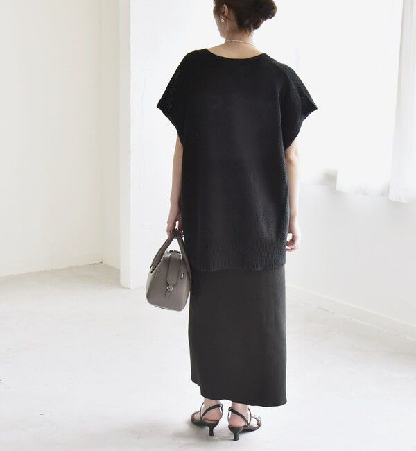 quaranciel「quaranciel:〈手洗い可能〉ラミー ミックス Vネック ノースリーブ シアー ニット」|ニット・セーター|