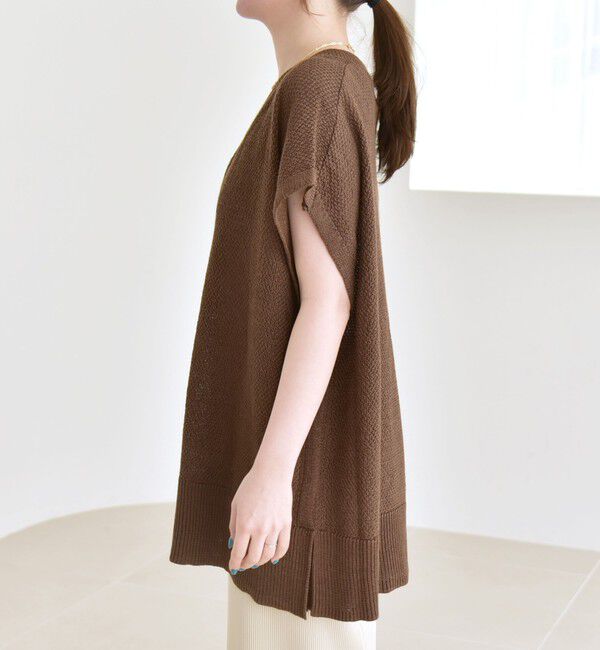 quaranciel「quaranciel:〈手洗い可能〉ラミー ミックス Vネック ノースリーブ シアー ニット」|ニット・セーター|