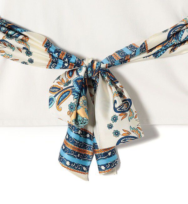 SHIPS for women「【WEB限定】〈手洗い可能〉スカーフ コンビ TEE」|Tシャツ・カットソー|