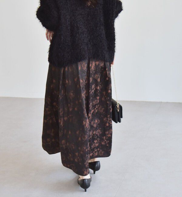 quaranciel「quaranciel:〈洗濯機可能〉フラワー ジャカード タック ギャザー フレア スカート」|フレア|