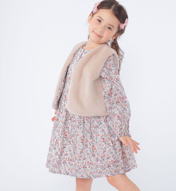 SHIPS KIDS「SHIPS KIDS:100～140cm / フェイクファー リバティ ベスト」|ダウンベスト・ベスト|