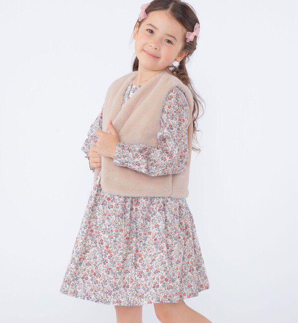 SHIPS KIDS「SHIPS KIDS:100～140cm / フェイクファー リバティ ベスト」|ダウンベスト・ベスト|