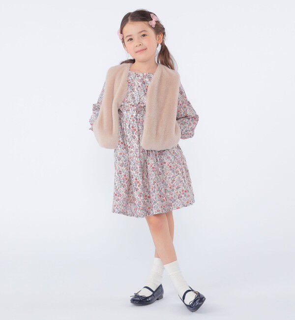 SHIPS KIDS「SHIPS KIDS:100～140cm / フェイクファー リバティ ベスト」|ダウンベスト・ベスト|