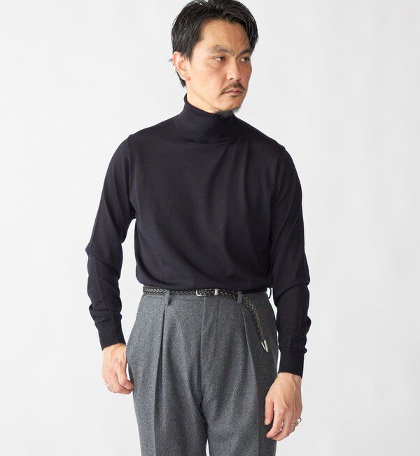 SHIPS「SHIPS:〈手洗い可能〉HANDFRAME 16ゲージ タートルネック プルオーバー ニット」|ニット・セーター|ネイビー