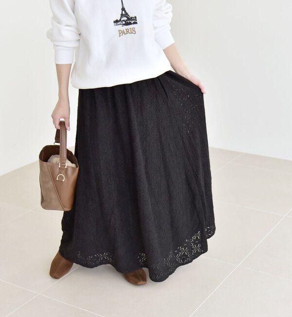 quaranciel「quaranciel:〈洗濯機可能〉フラワー レース フレア スカート」|フレア|