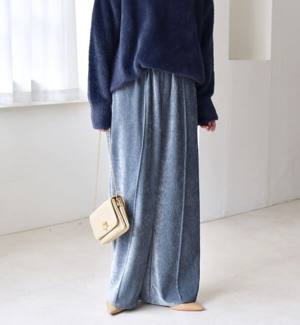 quaranciel「quaranciel:〈洗濯機可能〉ポリエステル ベロア ピンタック イージー ワイド パンツ」|その他|