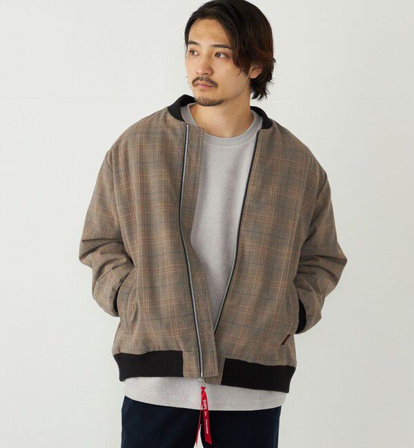 SHIPS Colors 「SHIPS Colors:チェック ボア ボマー ジャケット」|ブルゾン・スタジャン|