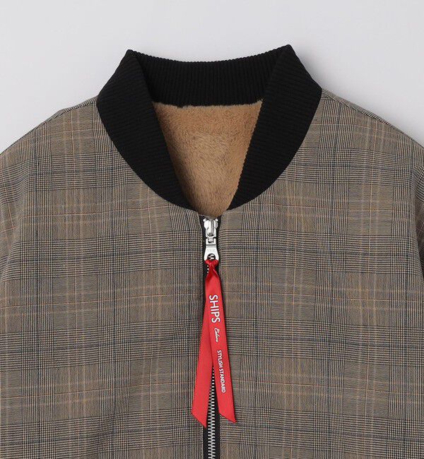 SHIPS Colors 「SHIPS Colors:チェック ボア ボマー ジャケット」|ブルゾン・スタジャン|