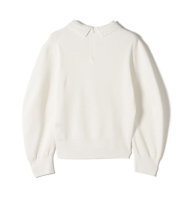 SHIPS for women「SHIPS Primary Navy Label:〈手洗い可能〉シルク混 レース 襟 プルオーバー」|ニット・セーター|