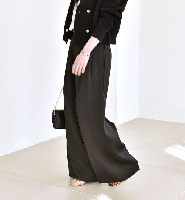 quaranciel「quaranciel:〈手洗い可能〉サテン ワイド ストレート スラックス」|その他|