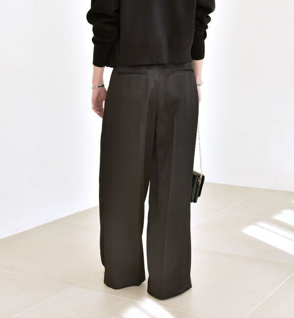 quaranciel「quaranciel:〈手洗い可能〉サテン ワイド ストレート スラックス」|その他|