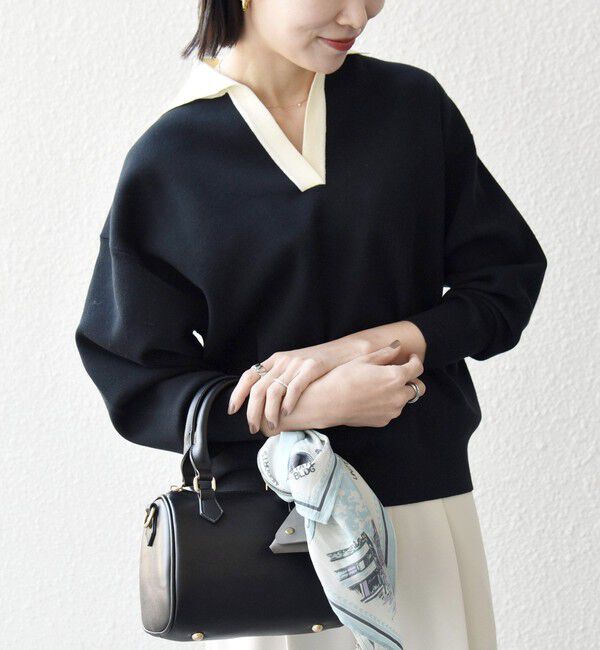 SHIPS any「SHIPS any:〈手洗い可能〉バイカラー スキッパー ニット プルオーバー」|ニット・セーター|