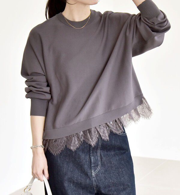 quaranciel「quaranciel:〈手洗い可能〉レースヘム ドルマン ニット プルオーバー」|ニット・セーター|