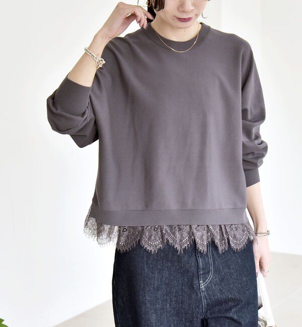 quaranciel「quaranciel:〈手洗い可能〉レースヘム ドルマン ニット プルオーバー」|ニット・セーター|