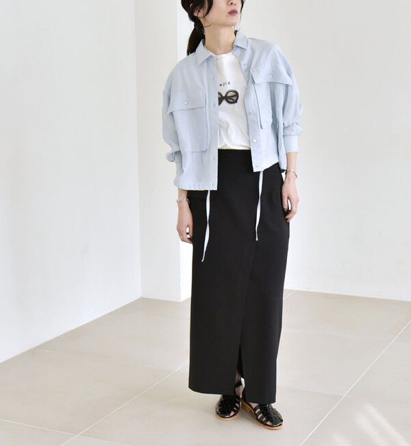 quaranciel「quaranciel:〈手洗い可能〉ウーステッド Iライン スリット スカート（セットアップ対応）」|スカート|