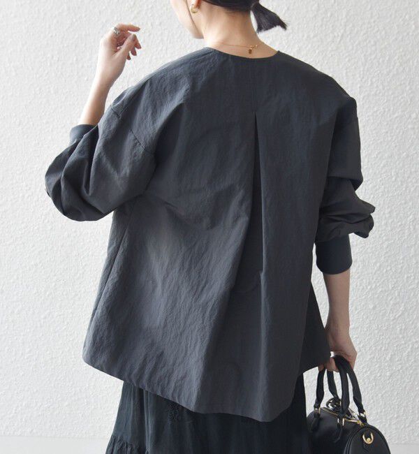 SHIPS any「SHIPS any:〈洗濯機可能〉ナイロン タスラン ノーカラー Aライン ブルゾン」|ブルゾン・スタジャン|