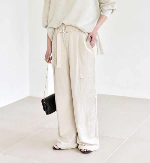 quaranciel「quaranciel:〈洗濯機可能〉ツイル ワイド イージー カーゴ パンツ」|カーゴ|