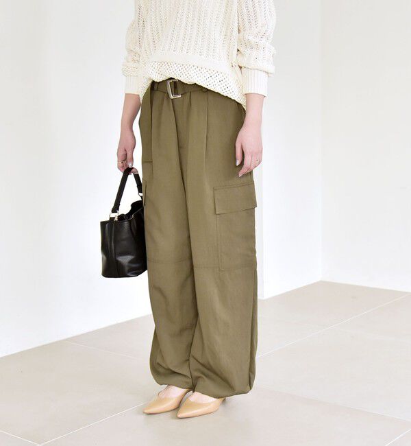 quaranciel「quaranciel:〈洗濯機可能〉ツイル ワイド イージー カーゴ パンツ」|カーゴ|