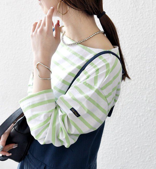 SHIPS any「Le minor:〈洗濯機可能〉ボーダー ロング スリーブ TEE」|Tシャツ・カットソー|ライトグリーン