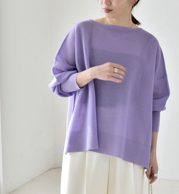 quaranciel「《予約》quaranciel:〈手洗い可能〉シアー 2way Vネック ドルマン ニット プルオーバー」|ニット・セーター|