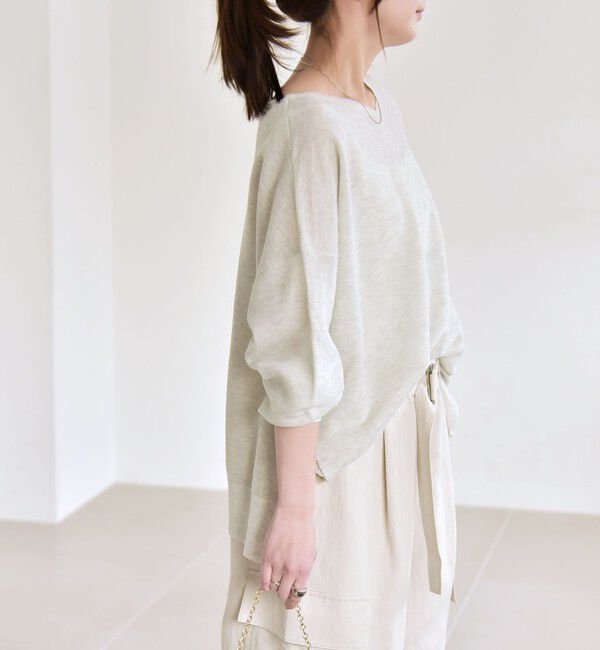 quaranciel「《予約》quaranciel:〈手洗い可能〉シアー 2way Vネック ドルマン ニット プルオーバー」|ニット・セーター|