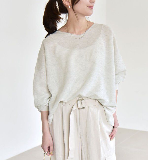 quaranciel「《予約》quaranciel:〈手洗い可能〉シアー 2way Vネック ドルマン ニット プルオーバー」|ニット・セーター|
