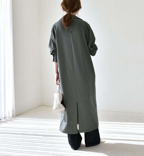 quaranciel「《予約》quaranciel:〈洗濯機可能〉Vネック スキッパー ロング シャツ ワンピース」|ワンピース|