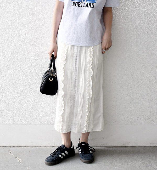 SHIPS any「《予約》SHIPS any:〈手洗い可能〉リネンミックス Iライン フリル イージー スカート」|スカート|