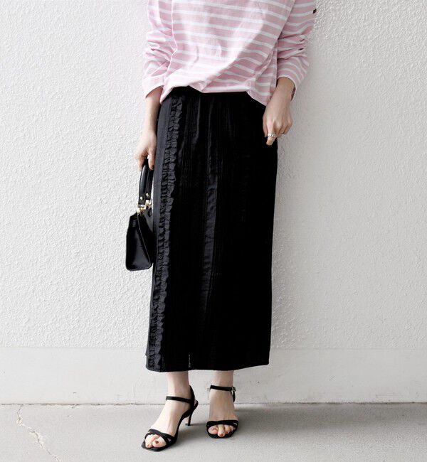 SHIPS any「《予約》SHIPS any:〈手洗い可能〉リネンミックス Iライン フリル イージー スカート」|スカート|