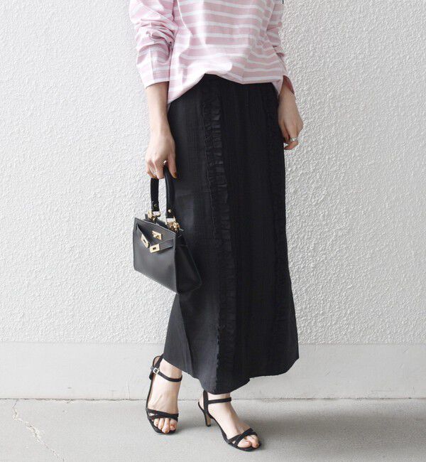 SHIPS any「《予約》SHIPS any:〈手洗い可能〉リネンミックス Iライン フリル イージー スカート」|スカート|