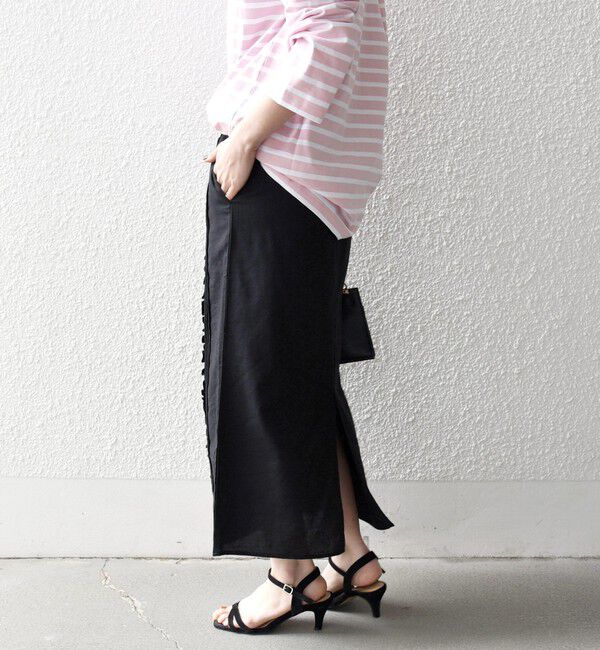 SHIPS any「《予約》SHIPS any:〈手洗い可能〉リネンミックス Iライン フリル イージー スカート」|スカート|