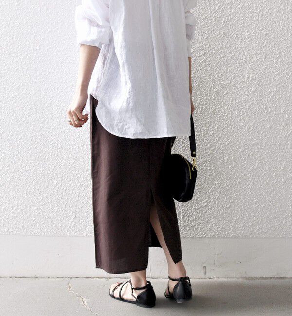 SHIPS any「《予約》SHIPS any:〈手洗い可能〉リネンミックス Iライン フリル イージー スカート」|スカート|