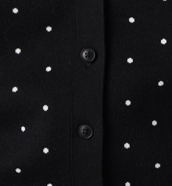 CABaN「コットンカシミヤ ドットジャカードクルーネックカーディガン」|カーディガン|